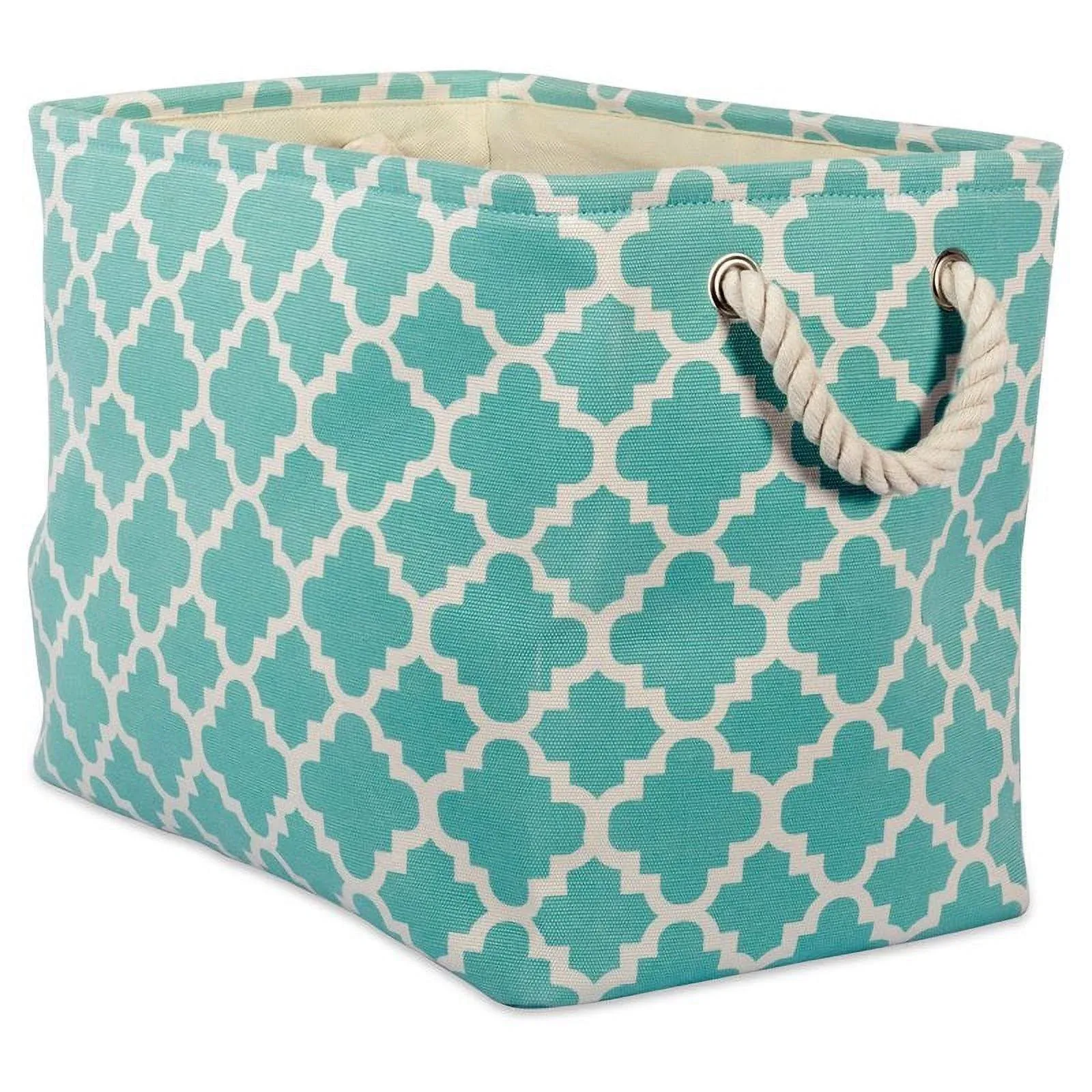 Design Imports | Polyester Bin Lattice Rectangle Medium - Aqua | Realry