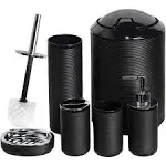 Home Complete 6-Piece Complete Bathroom Accessories Set, Black