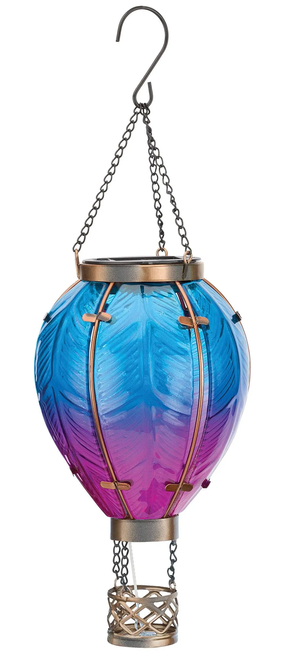 Regal Art & Gift 15 In. Metal & Glass LED Hot Air Balloon Solar Lantern