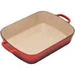 LE CREUSET Signature Cast Iron Roasting Pan  33    5.25 Quart  Cerise