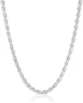 Amazon Essentials Sterling Silver Diamond Cut Rope Chain Necklace, 16"