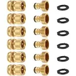 Garden Hose Quick Connectors 6 Set, Solid Brass 3/4 Inch Thread Fitting, Gold 