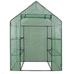 ZenSports 3-Tiers 6-Shelves Mini Walk-in Greenhouse, Indoor Outdoor Portable Plant Gardening Canopy, W/ Roll-up Zipper Entry Door, 56" x 28.4"x 75.6", Green