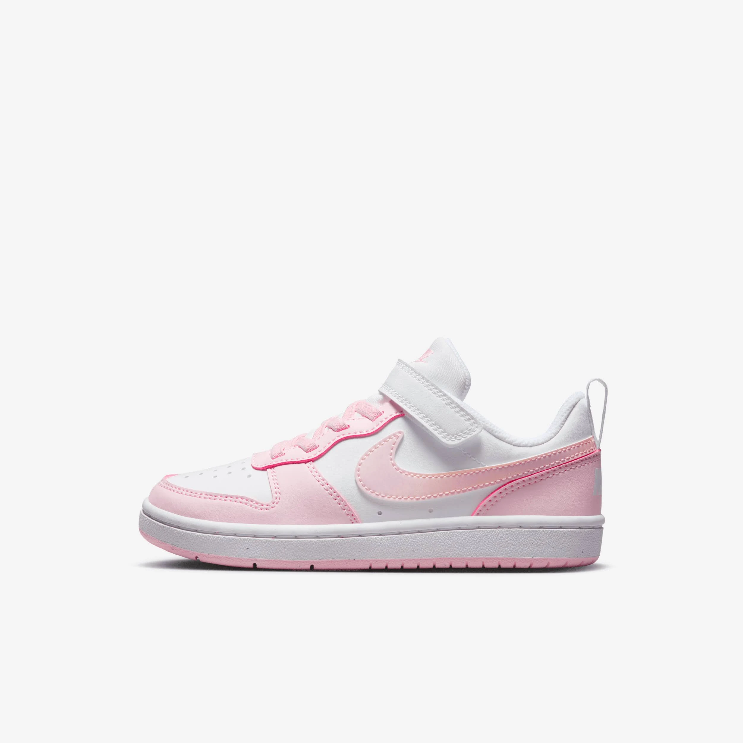 Nike Court Borough Girls White And Pink Low Trainers, Size: 12