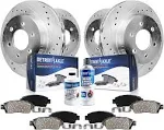 Detroit Axle 10PR1400013 Front Rear Drilled Rotors Brake Pads for Cadillac SRX Saab 9-4X