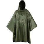 USGI Industries Military Style Poncho - Emergency Tent, Shelter, Survival - Multi Use Rip Stop Camouflage Rain Poncho, Women's, Size: Large, Green