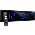 Ivation Large Digital Clock, 24" LED Wall Clock with Alarm, Timer & More - Blue