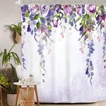 Wisteria Floral Shower Curtain Mauve Purple Lilac 60Wx72L Inch Weeping Flower Bl