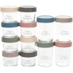 WeeSprout Glass Baby Food Storage Jars with Plastic Lids (4oz/8oz, 12 Pack Set)