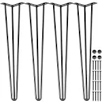 Happybuy Hairpin Table Legs 24" Black Set of 4 Desk Legs 880lbs Load Capacity (Each 220lbs) Hairpin Desk Legs 3 Rods for Bench Desk Dining End Table Chairs Carbon Steel DIY Heavy Duty Furniture Legs