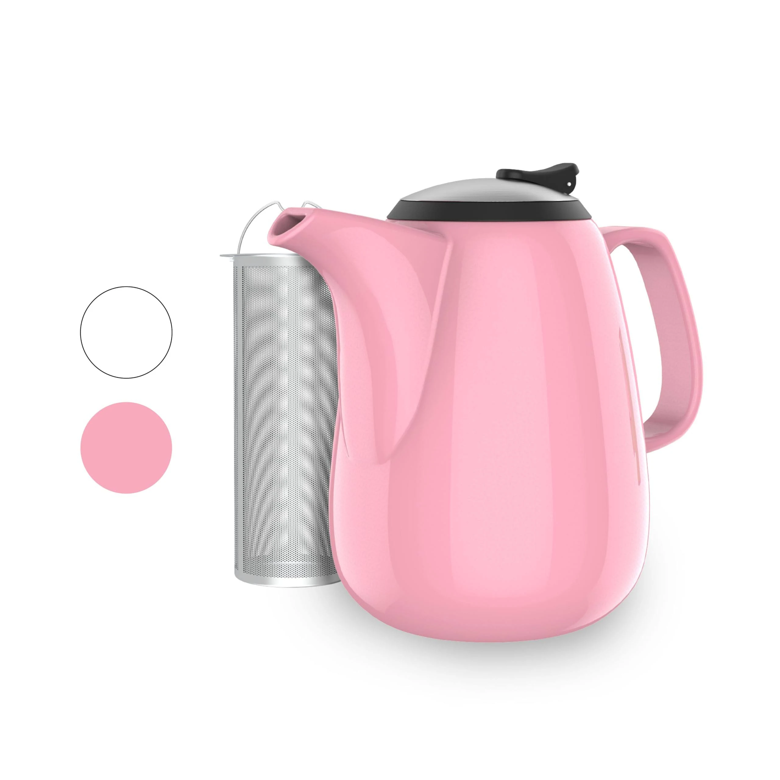 Premium Pink Teapot - Large Teapot with Strainer - 47 oz / 1400 ml - Ceramic ...