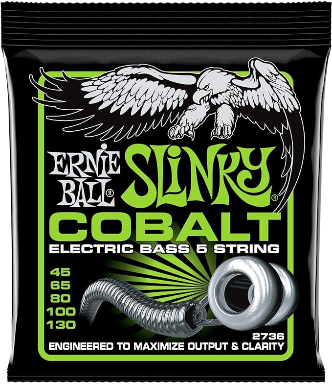 Ernie Ball 2738 5-String Power Slinky Cobalt Electric Bass Strings, 50-135