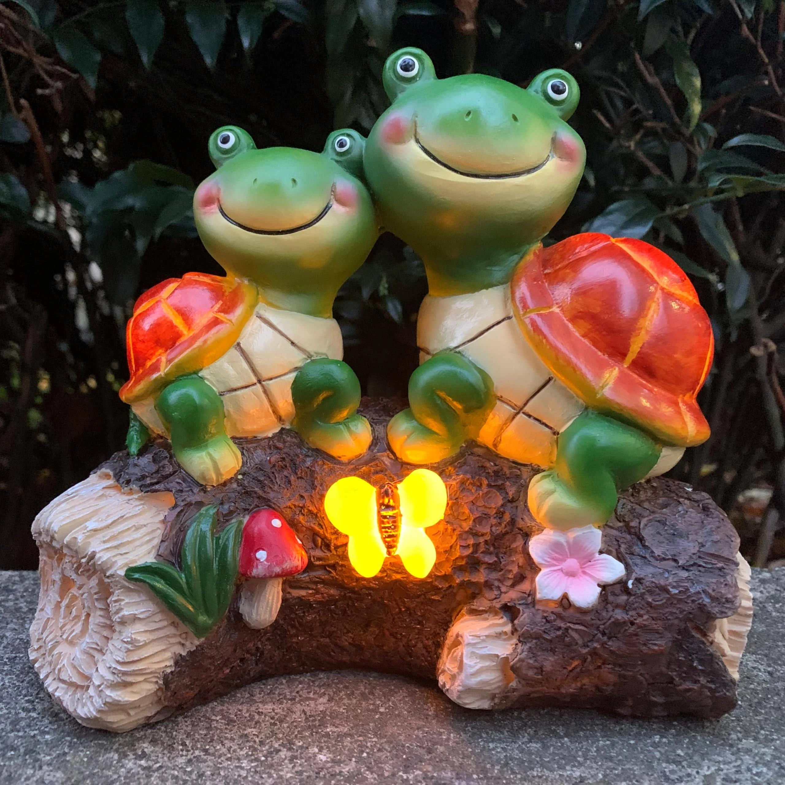 Malister Garden Turtle Figurines Outdoor Decor, Outdoor Statues with Solar LEDs for Patio Decor, Fall Garden Decor, Garden Art Outdoor Lawn Decor Yard Art, Christmas Decor Housewarming Garden Gifts