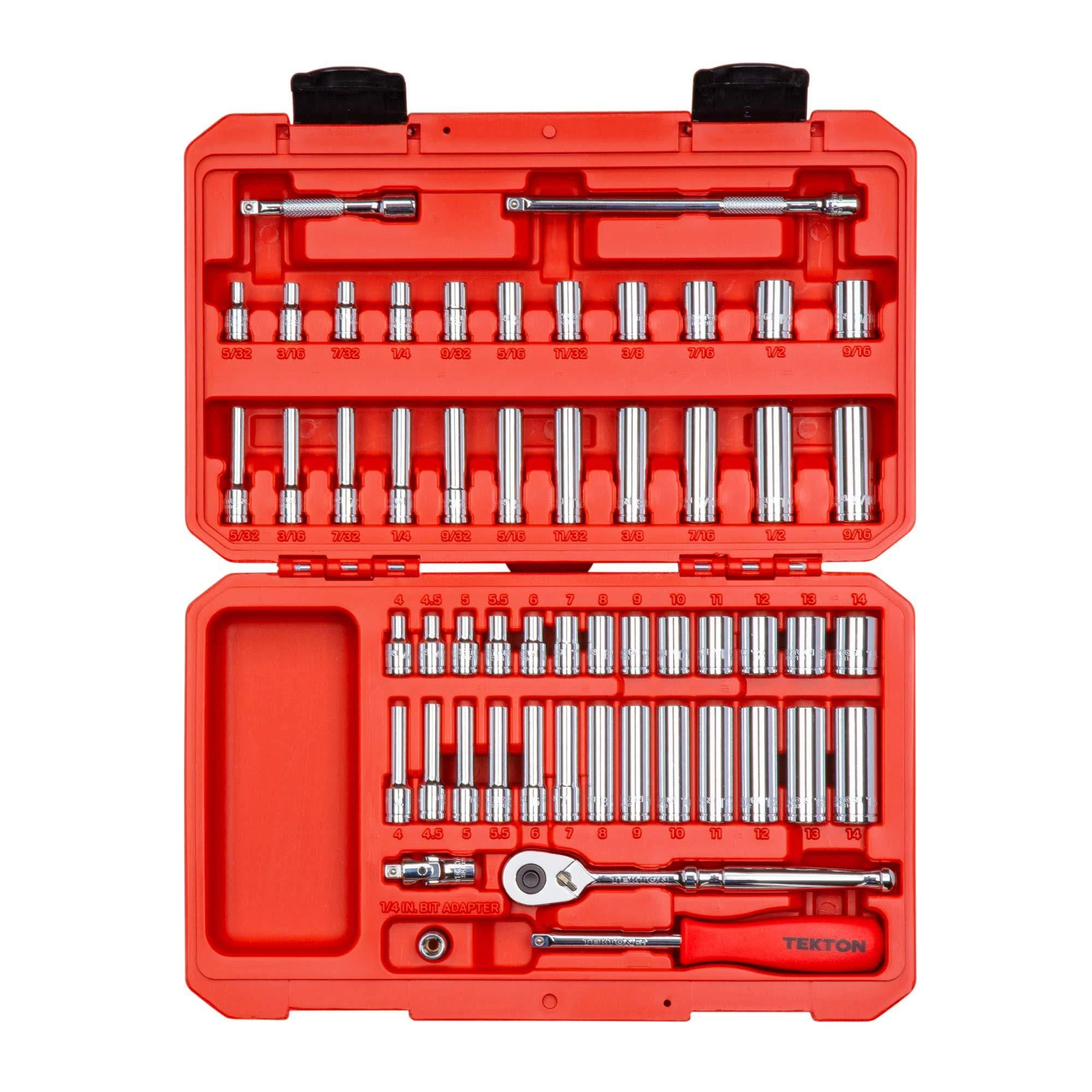 Tekton SKT05302 - 1/4 in. Drive 12-Point Socket and Ratchet Set (55-Piece)