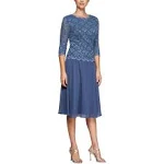 Alex Evenings Women's Tea Length Sequin Mock Dress