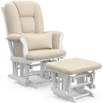 Stork Craft Custom Tuscany Glider & Ottoman, White/Beige