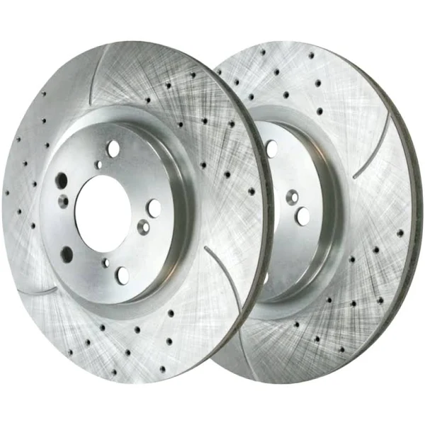 Front Drilled Slotted Brake Rotors Silver Pair 2 for Honda Odyssey Acura TL 3.5L