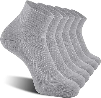 CELERSPORT 6 Pack Men's Ankle Socks with Cushion, Sport Athletic Running Socks