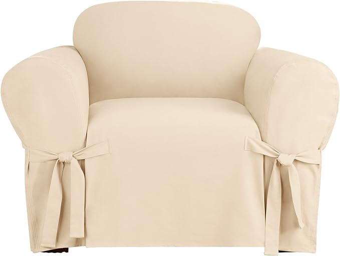 SureFit Heavyweight Cotton Duck One Piece Chair Slipcover