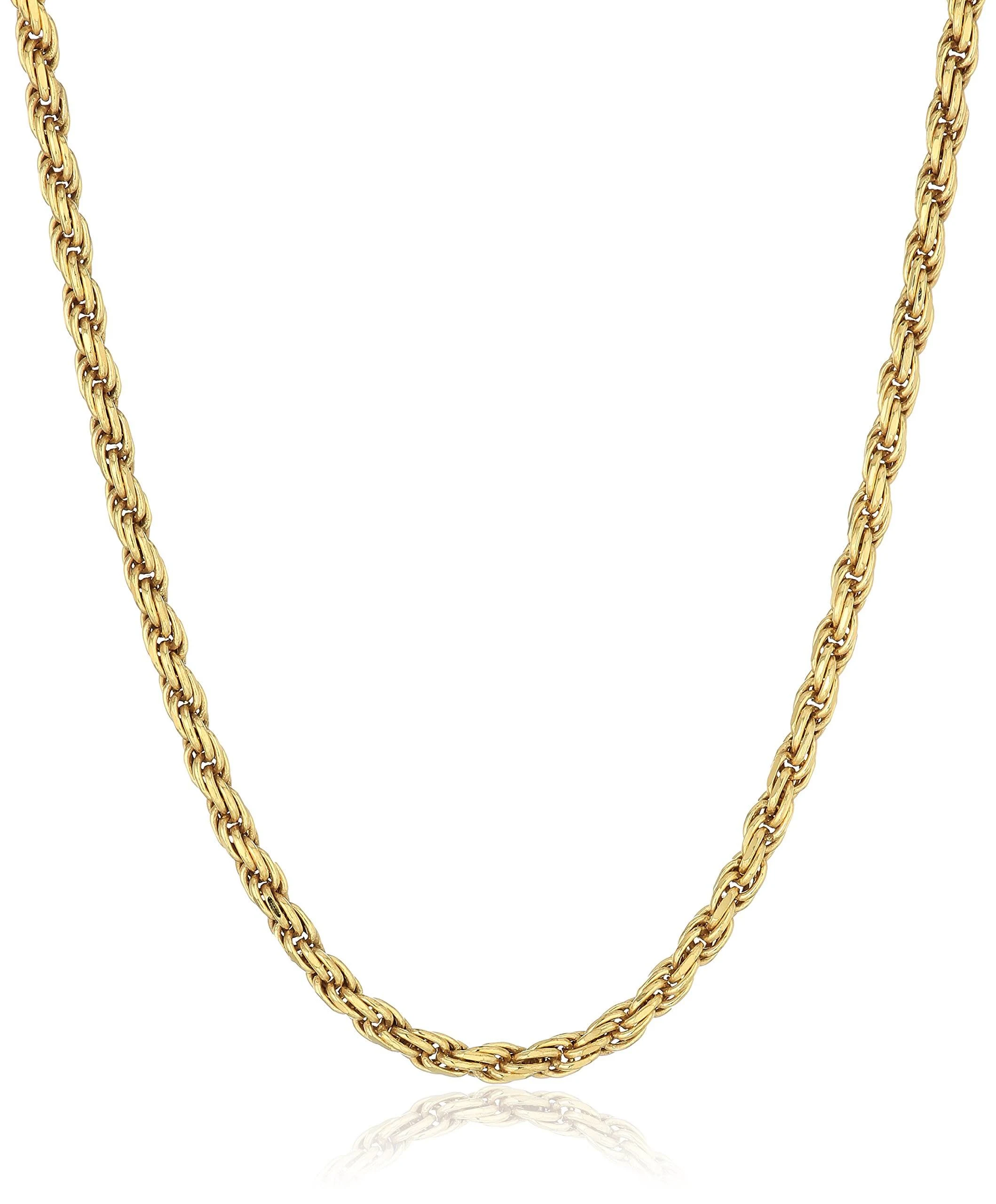 Gold Plated Sterling Silver 040-Gauge Diamond-Cut Rope Chain Necklace, 16"