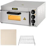 VEVOR Commercial Pizza Oven Countertop 14 in. Single Deck Layer - 110V 1300W Stainless Steel Electric Pizza Oven with Stone & Shelf