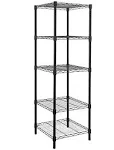 HollyHOME 5 Shelves Adjustable Steel Wire Shelving Rack in Small Space or Room Corner, Metal Heavy Duty Storage Shelf, Utility Rack, Bathroom Storage Tower Kitchen Shelving, Thicken Tube, Black