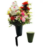 New Cemetery Vase with A Stake, Cemetery Flower Vase with Floral Foam, Black(Flowers Are Not Included)