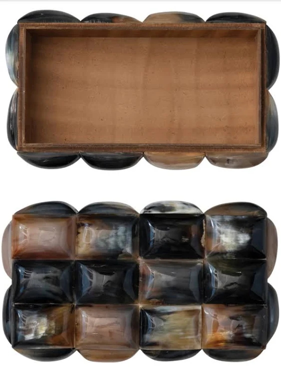 Creative Co-op Decorative Horn Bubble Storage, Black and Brown Box