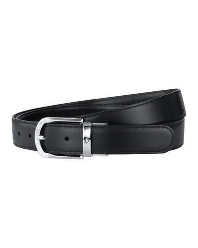 Men's Horseshoe-Buckle Reversible Leather Belt