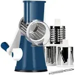 KEOUKE Rotary Cheese Grater with Handle Vegetable Slicer Shredder Grater for Kitchen 3 Blades