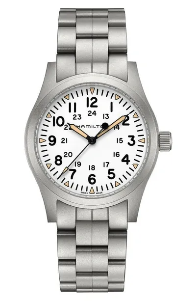 Hamilton Khaki Field Mechanical White Dial Steel Men's Watch H69529113