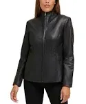 Cole Haan Women's Wing Collar Leather Jacket