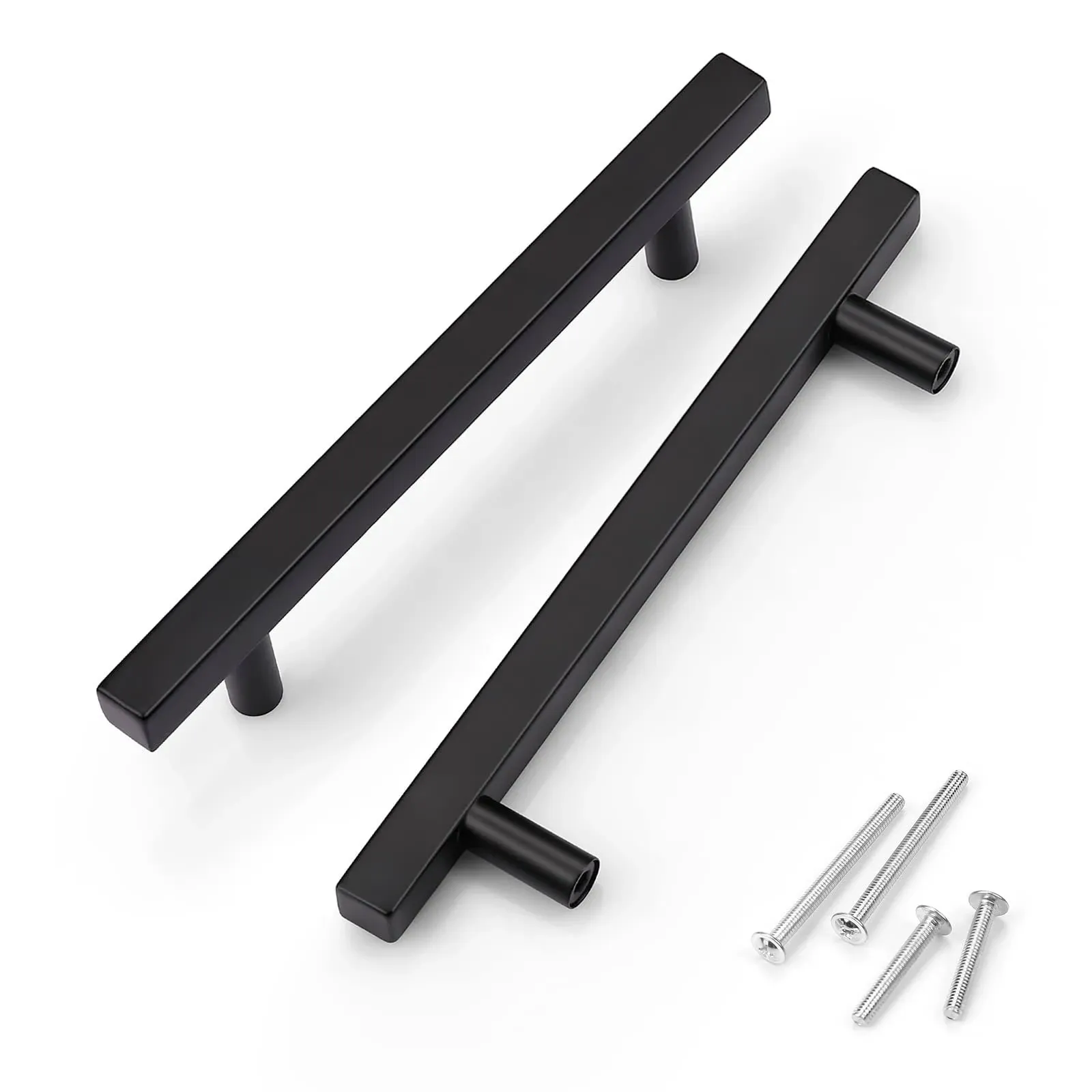 KNOBWELL 10 Pack Black Stainless Steel Kitchen Cabinet Door Handles Handle Pulls ...