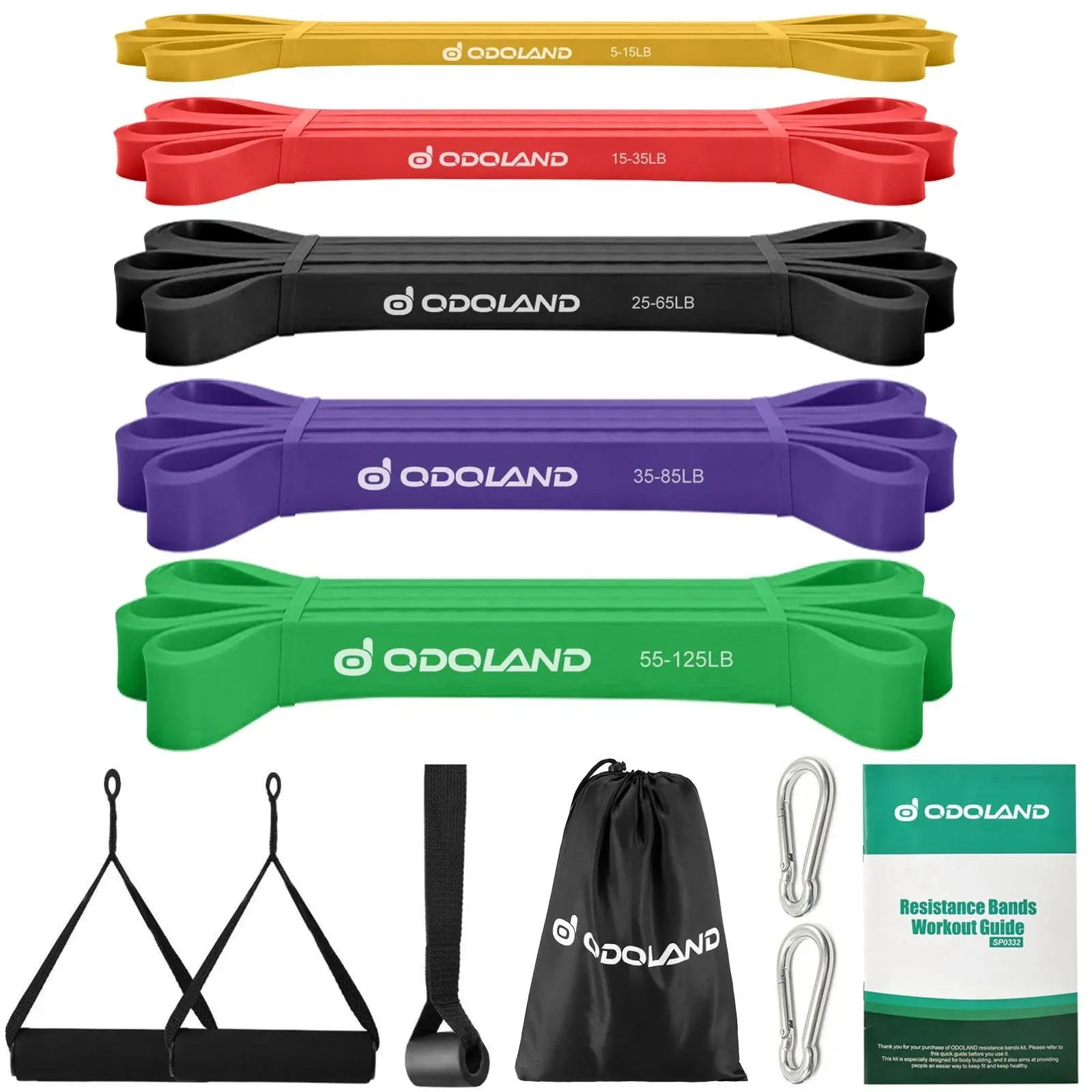 Odoland 5 Packs Pull Up Assist Bands, Pull Up Straps, Resistance Bands with Door