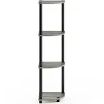 Furinno Turn-N-Tube 4-Tier Corner Display Rack Multipurpose Shelving Unit, French Oak Grey/Black