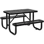 4 ft. Rectangular Outdoor Steel Picnic Table, Expanded Metal, Black