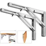 ANDICEQY Folding Shelf Brackets, Max Load 300 lb, Heavy Duty Stainless Steel Collapsible Wall Mounted Shelf Brackets for Table, Space Saving DIY Bracket,