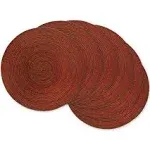 Round Variegated Woven Polypropylene Placemats Set of 6 - Red