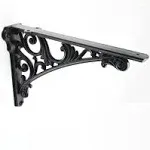 Decorative Shelf Bracket 6 inch, Black Brackets for Shelving, Heavy Duty Vintage, DIY Projects, Hardware Included, 4 Pack, 5.9x4.17x1.73 inch，Baroque Style