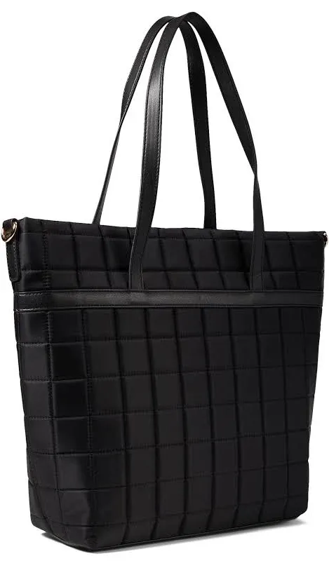 Anne Klein Quilted Nylon Tote, Black/Black/Black-Cognac-White