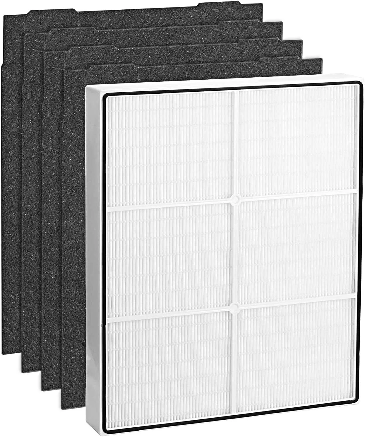 HEPA Filter and 4 Pre-Carbon Filters for Whirlpool Whispure Compatible Replacement for Air Purifiers Series AP300, AP350, AP450, AP510 Part# 8171434K 1183054K 1183054 (1 HEPA + 4 Carbon)