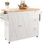 Nacimo Rolling Kitchen Island Cart With Rubberwood Drop-Leaf Countertop Gracie Oaks Base Finish