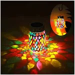 GUANFU Mosaic Solar Lights Outdoor Hanging Lanterns, Rechargeable Mosaic Solar Lanterns, Outdoor Waterproof Solar Night Lights Table Lamps for