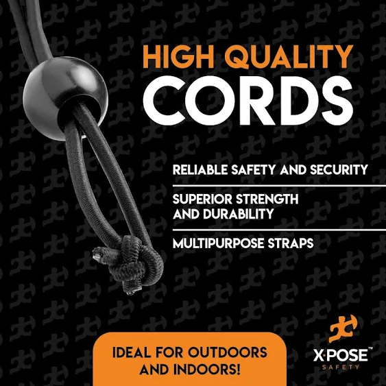 Xpose Safety Bungee Ball Cords 6" 100 Pack Heavy Duty Assorted Colors Black and White Stretch Rope with Ball Ties for Canopies, Tarps, Walls, Cable Organization