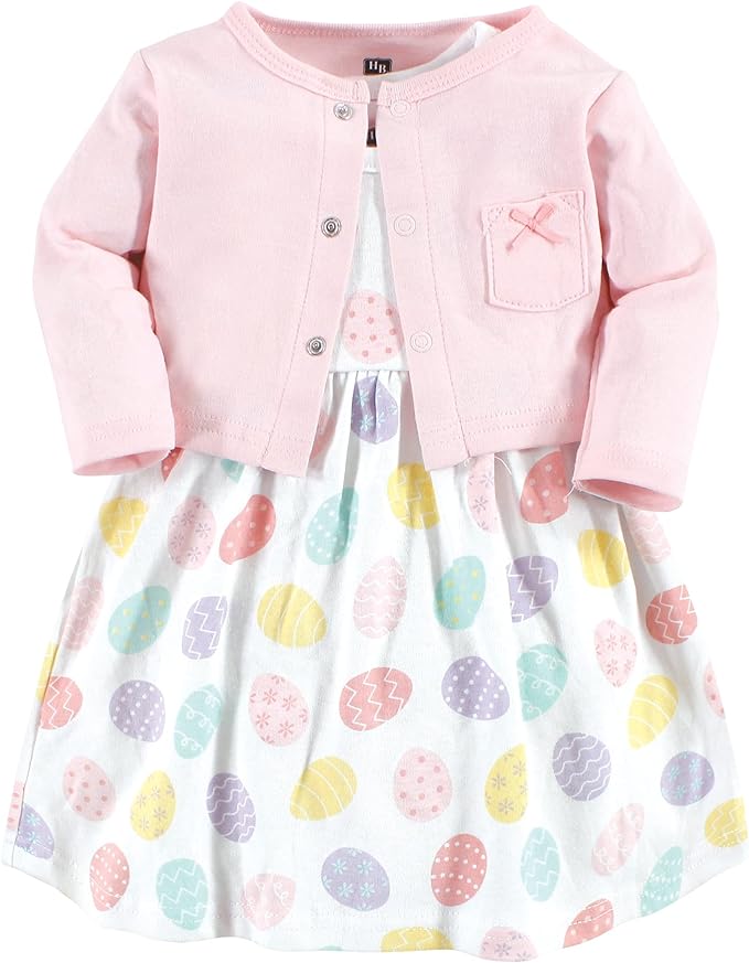 Hudson Baby Baby Girls' Cotton Dress and Cardigan Set