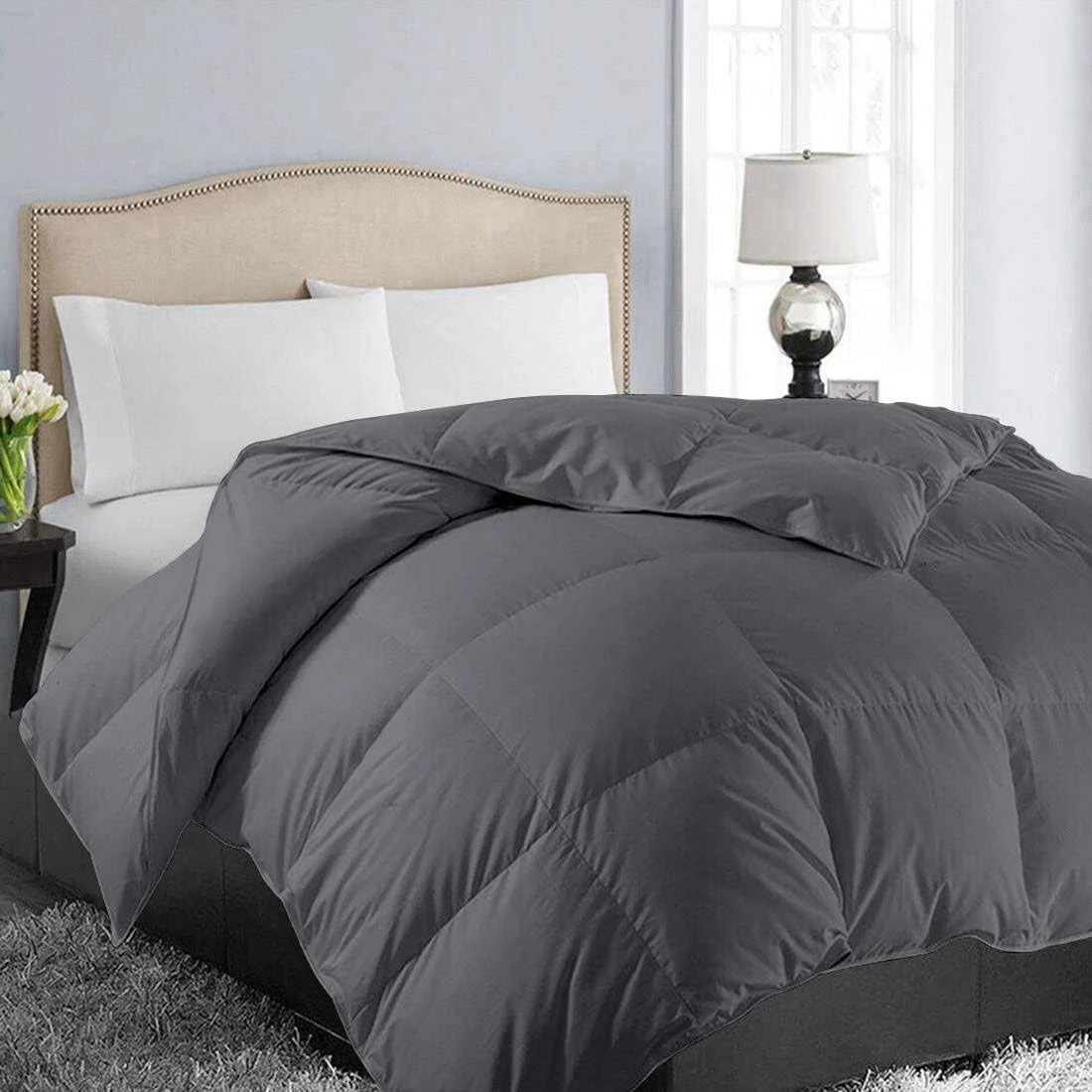 All Season Full Size Soft Quilted Down Alternative Comforter Reversible Duvet In