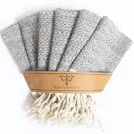 Smyrna Turkish Cotton Kitchen Dish Towels Pack of 6 | 100% Natural Cotton, 30x30 cm | Machine Washable Wash Cloths | Ultra Soft, Absorbent, Prewashed