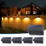 Aulanto Solar Fence Lights Warm White and RGB Lock Mode, 4Pack Solar Christmas Halloween Decoration Lights IP65Waterproof Solar Outdoor Light for