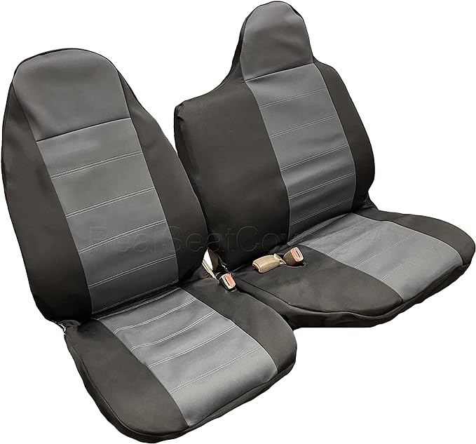 100% Waterproof Neoprene A77 Regular Cab RCab 60/40 Split Bench Seat Cover Molded Headrest for Ford Ranger 1998-2001 (Gray/Black)