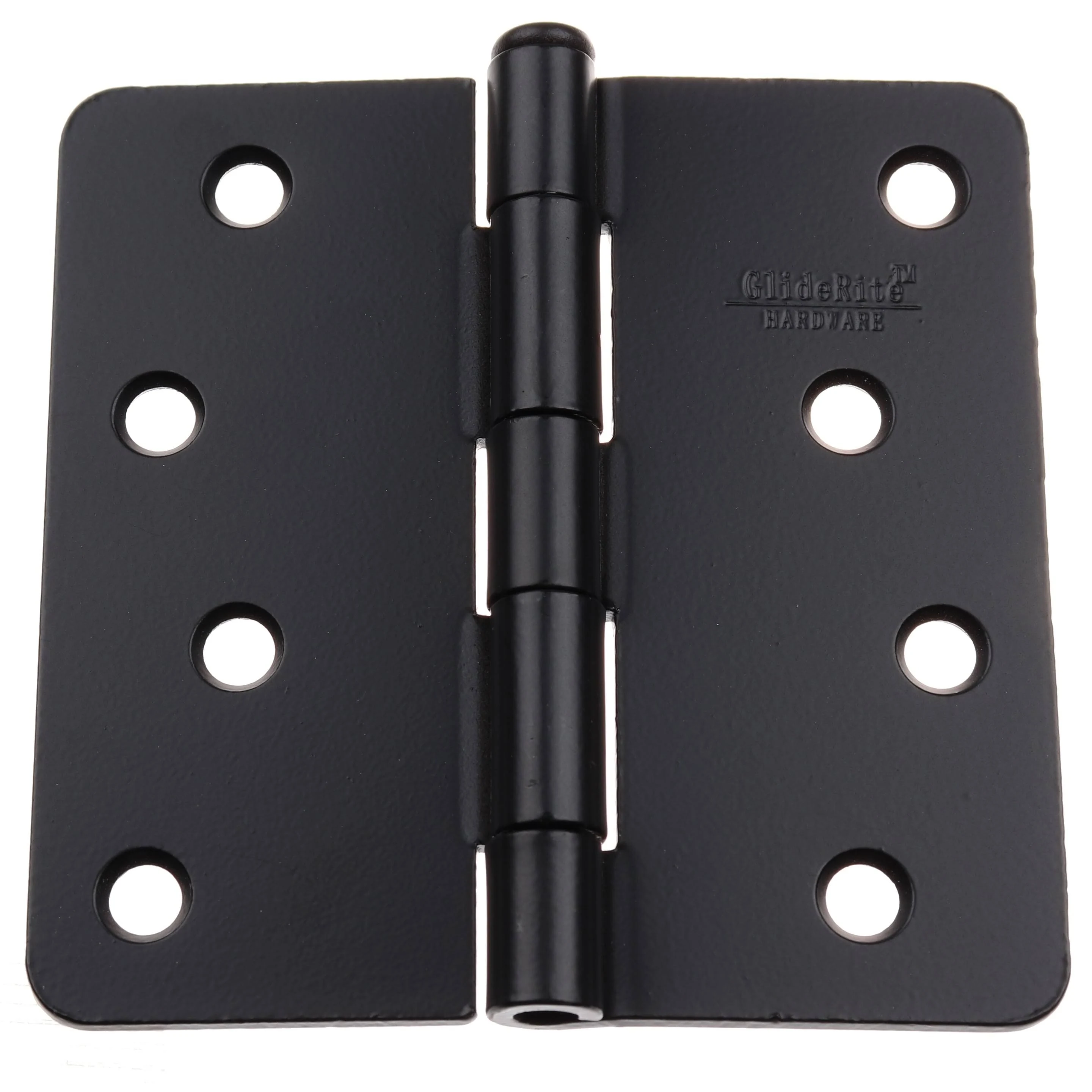 4 in. Matte Black Door Hinge with 1/4 in. Corner Radius - 4014-MB, 12PK